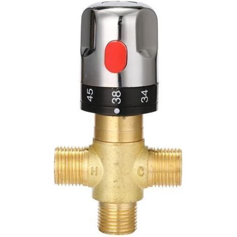 Robinet mélangeur thermostatique robuste en laiton argenté avec contrôle de la température, accessoire de salle de bain