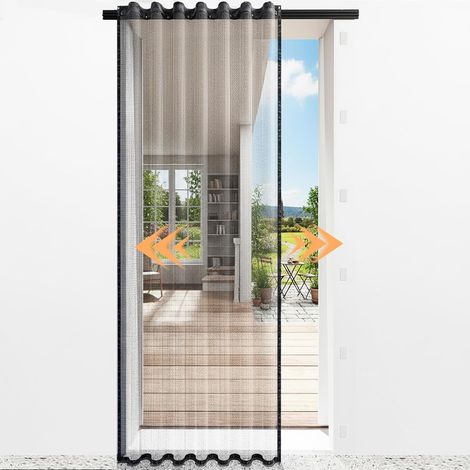 Porte moustiquaire rétractable avec rail, glissement fluide gauche ou droit, adaptée porte 36 x 80 pouces, porte moustiquaire coulissante pour patio avant arrière française (1/5)