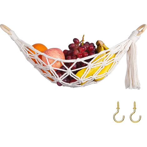 Frutero colgante para colgar bajo un armario de cocina - Decoración de cocina - Cesta colgante para frutas y verduras en espacios reducidos - Cesta colgante para verduras