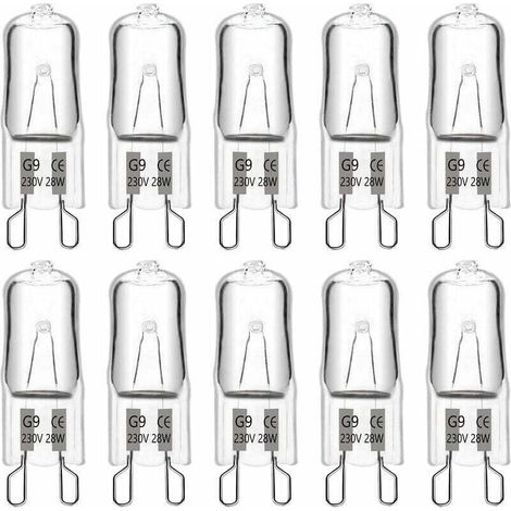 Ampoule Halogene G9 28W 230V, 370LM 2700K Blanc Chaud Dimmable, G9 Ampoules Capsule, pour Lustres, Lampes de Paysage, Appliques Murales, Éclairage d'armoire, Lot de 10 (1/4)