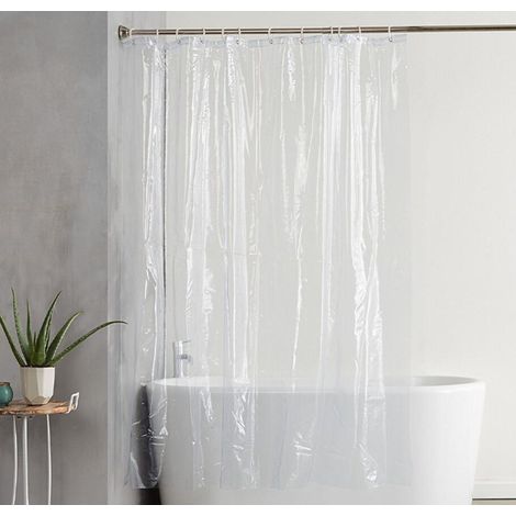 Doublure de rideau de douche, 180 x 200 cm – Rideau de douche transparent et imperméable, 12 œillets antirouille pour salle de bain et douche