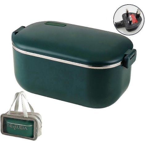 Boîte à lunch chauffante électrique portable (verte) 12-24 V, chauffe-plats Bento pour voiture - 3 en 1, étanche (1/4)