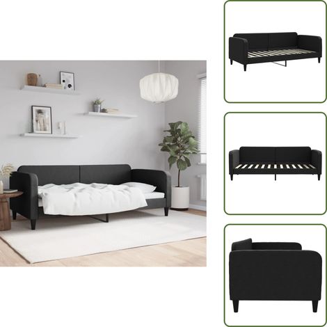 Tagesbett Schwarz 90x200 cm Stoff - Schlafsofa - Bett - Gästebett - Wohnzimmermöbel - Schlafzimmermöbel (1/5)