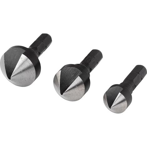 2584000 3 Svasatori 1 Tagliente Ø 12 16 19 mm Acciaio Ws Gambo esagonale Angolo 45° Argento