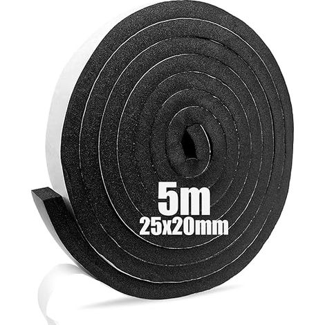 Joint Isolation Porte Fenêtre 2.5cm X 2cm X 5m Joint mousse Adhésif Isolation Phonique Bande d'Étanchéité Porte Fenêtre Anti-Collision Noir (1/5)