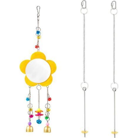 Spiegelspielzeug in Hühnerform, Papageienschaukel, Hängespielzeug mit Glöckchen, Gemüsefutterspender aus Metall (1/4)