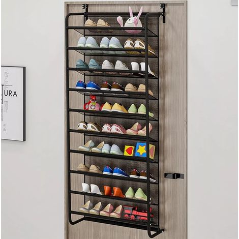Étagère à chaussures à accrocher sur porte Meuble Chaussures en métal Meuble d'entrée 54.5x21x159cm Noir (1/5)