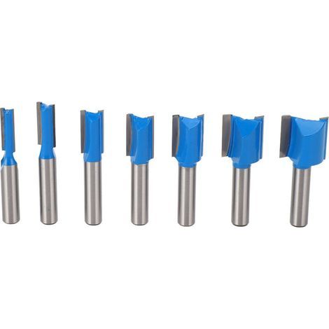 7 Pièces Fraise Droite pour Bois avec Tige 8mm, Double Tranchant Carbure, Set de Fraises de Coupe Droite pour Découpe et Finition