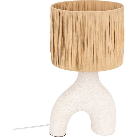 Lampe à poser en Céramique Blanc moucheté et abat-jour Beige H 47cm - Atmosphera (1/5)