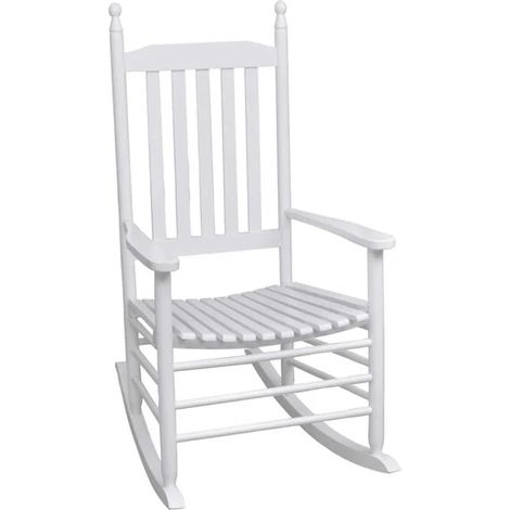 Fauteuil à bascule incurvé en bois blanc (1/5)