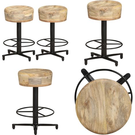Barhocker 2 Stk. 52 cm Mango Massivholz - Barhocker - Mangoholz - Barstühle - Küchenstühle - Wohnzimmerdeko - Home & Living