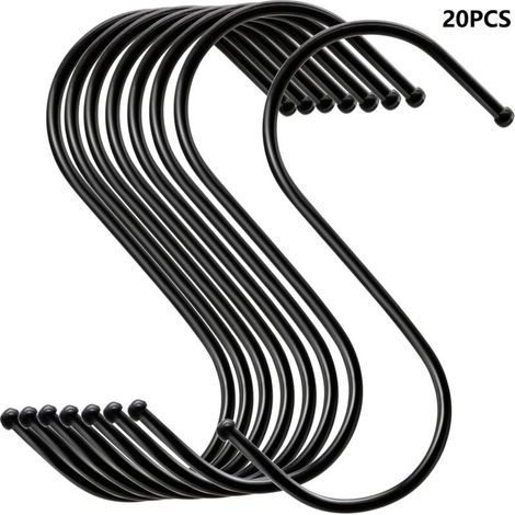 20 Storage Hooks, Multifunctional Metal Hooks for Kitchen, Bathroom, Bedroom, Office, Garden (Black) (1/5)
