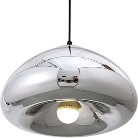 Suspension en Verre Coloré Restaurant Industriel Moderne Lanterne Suspendue Boule de Miroir en Verre E27 Lampe Suspendue Lustres de Simplicité Créative,Argenté (1/5)
