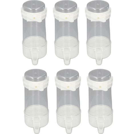Lot de 6 abreuvoirs automatiques anti-déversement pour cages à oiseaux, adaptés aux perruches, calopsittes et inséparables. Contenance : 200 ml. (1/5)