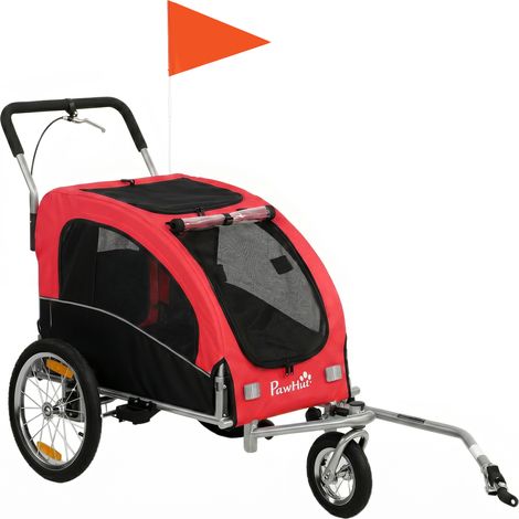 Chariot pour chien à vélo pliable, remorque canine pour petits et moyens chiens jusqu'à 20 kg, rouge (1/5)