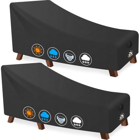 2er-Pack Gartenliegen-Abdeckung 193x81x81cm, Wasserdicht & UV-beständig, 600D Oxford (1/5)