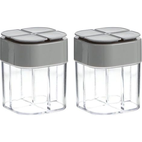 Lot de 2 récipients à épices multiples pour le camping, le barbecue, les bouteilles d'assaisonnement (1/4)
