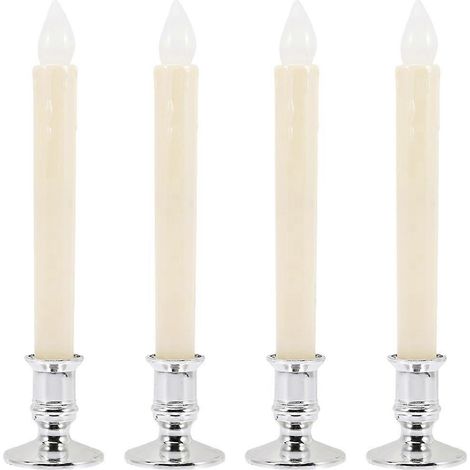 Lot de 4 chandeliers coniques Luminara, bougies d'église, bougies chauffe-plat LED, lampes de bougies LED à effet scintillant pour mariage (1/5)