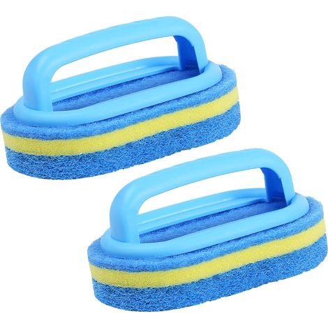Lot de 2 brosses de nettoyage, éponge épaisse pour baignoire, éponge de nettoyage pour salle de bain, brosse de nettoyage avec manche pour cuisine (1/5)