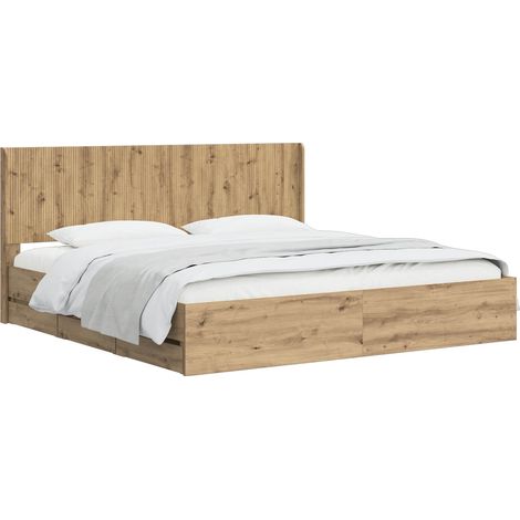 Estructura de cama con almacenamiento y cabecero Artisan Oak vidaXL (1/5)