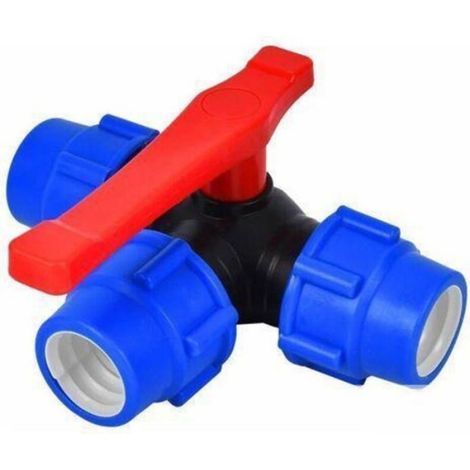 1 Vanne à bille, PVC, 3 voies, connexion rapide, 32 mm, pour tuyau eau (1/3)