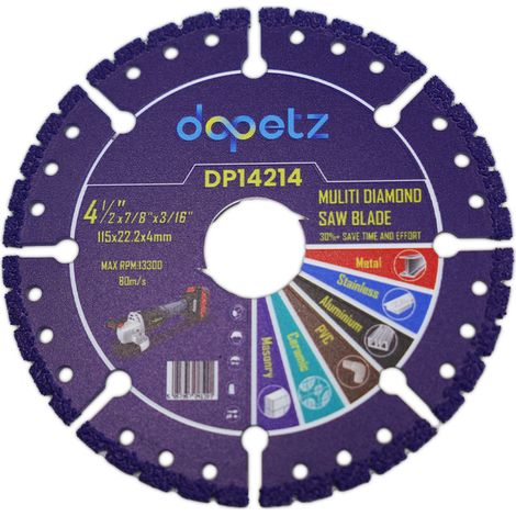 Dapetz ® 115 Multi Purpose Saw Blade, Wood, Metal, Stone Dry or Wet Cutting Disc for Porcelain Tile Ceramic Granite Marble Hard Material Masonry Angle Grinder Circular Saw Diamond Disc Blade (1/5)