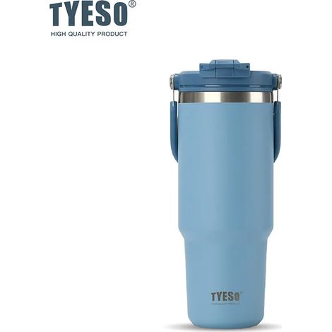 Mug isotherme grande capacité (bleu, 1050 ml) avec anse, tasse à café double usage, gobelet en acier inoxydable pour glaçons.