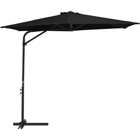 Parasol d'extérieur déporté avec mât en acier 300cm Noir (1/5)