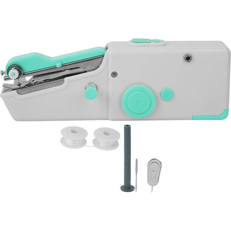 Machine à Coudre Portative Mini Électrique pour Travaux d'Aiguille DIY - Outil de Couture Maison Bleu (1/5)