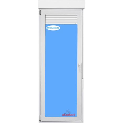 Puerta Balconera PVC 900x2285 Blanca Oscilobatiente Izquierda con Persiana Vidrio Transparente (1/4)