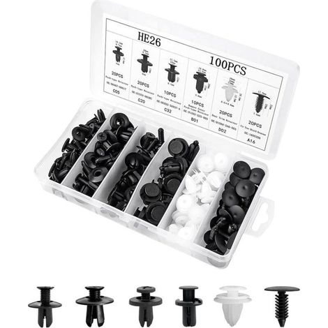 Lntyq 100PCS Clips de Fixation Voiture,Clips Voiture,Rivet Plastique,Clips de Fixation,Rivet Plastique Voiture,Clips Plastique Voiture (1/4)