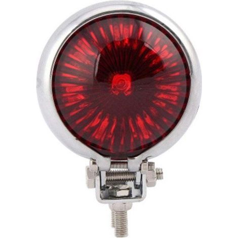 Fanale posteriore a LED per moto, luce freno e stop, cromato, per Chopper e Cafe. (1/4)