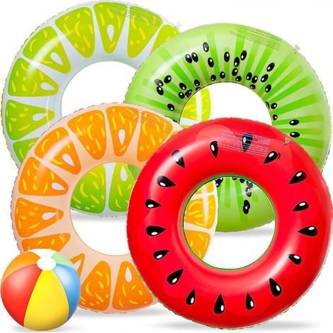 Inflatable buoys, rubber rings for children and adults, inflatable fruit-shaped pool floats, inflatable pool toys (1/5)