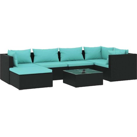 Maison Exclusive - Set Salotto da Giardino 7 pz con Cuscini in Polyrattan Nero (1/5)