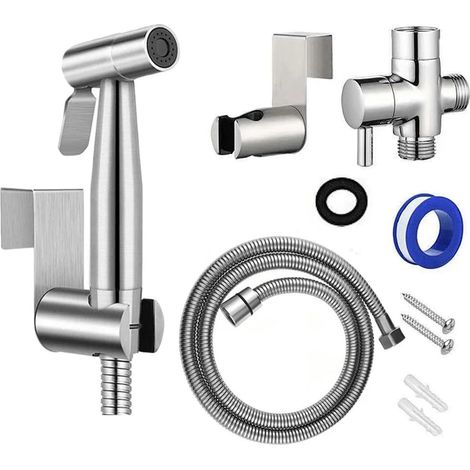 Bidet-Sprühset, Edelstahl, Handbrause, WC-Bidet-Wasserhahn-Sprühgerät, Badezimmer-Bidet-Sprühgerät-Set, Handbrause, eigenständiger Duschkopf