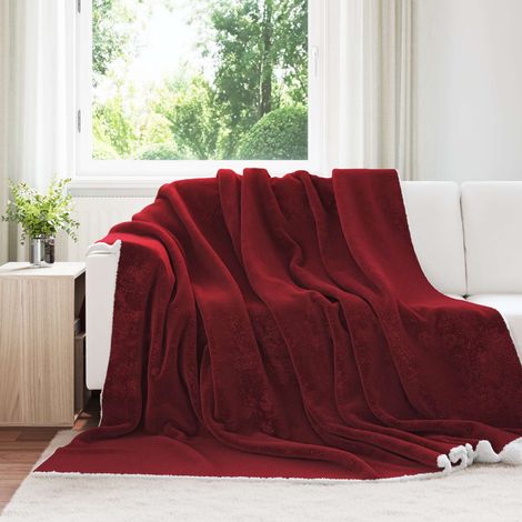 Überwurfdecke Bordeauxrot 240 x 270 cm Fleece