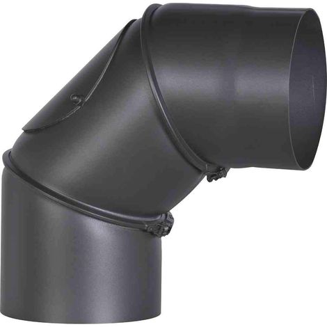 FireFix R150/B - Tubo per stufa, in acciaio spesso 2 mm, diametro 150 mm, per camini e focolari, Senotherm, nero, regolabile da 0 a 90 gradi, con porta di pulizia