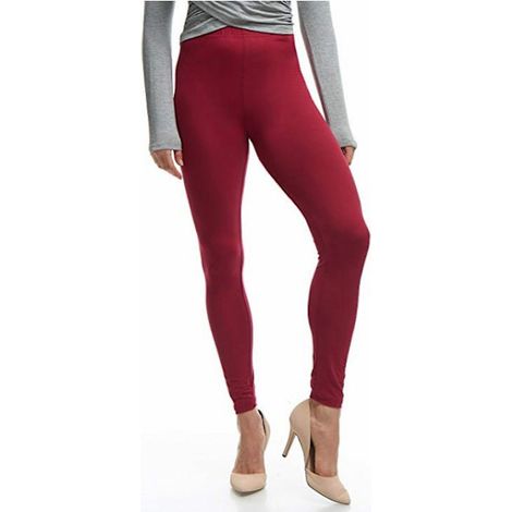 Damen-Leggings mit hohem Bund und Stretchanteil, schlicht, bordeauxrot, Größe 4XL (1/5)