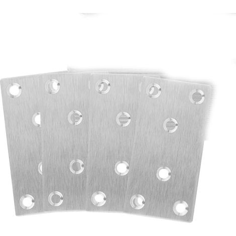 4pcs Plaque Perforée Plaque Équerre pour Fixation en Inox 79 x 40 x 1.8 mm, Plaques Fixation Équerre pour Rejoint la Fixation et Réparation Meubles, Argent