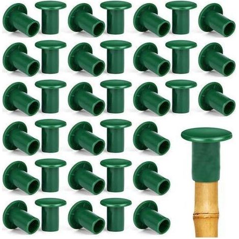Lntyq 36 Pièces Capuchons De Sécurité De Canne, 3cm Caoutchouc Toppers De Sécurité De Canne Capuchons De Protection pour Canne à Haricots pour Jardin Extérieur (Vert) (1/5)