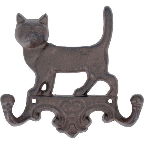 Percha de pared de gato de hierro fundido 2 ganchos 16 cm (1/5)