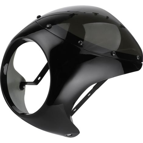 Universelle 7-Zoll-Motorrad-Windschutzscheibe, Verkleidungs-Windabweiser, glänzend schwarze Windschutzscheibe, getöntes Glas, motorradkompatibel (1/5)
