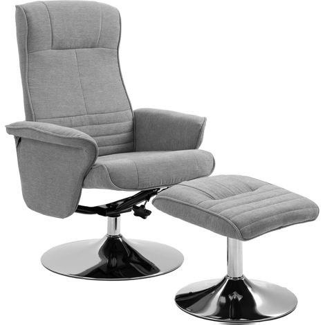 Fauteuil inclinable avec repose-pieds SHIRLEY gris (1/5)