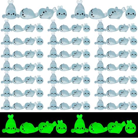 100 Pièces Mini Figurines d'animaux Lumineuses,Figurines de Phoque Minuscules en Résine, Petits Animaux Lumineux, Statuette de Phoque, pour Aquarium, Jardin Miniature, Maison de Poupée (1/5)