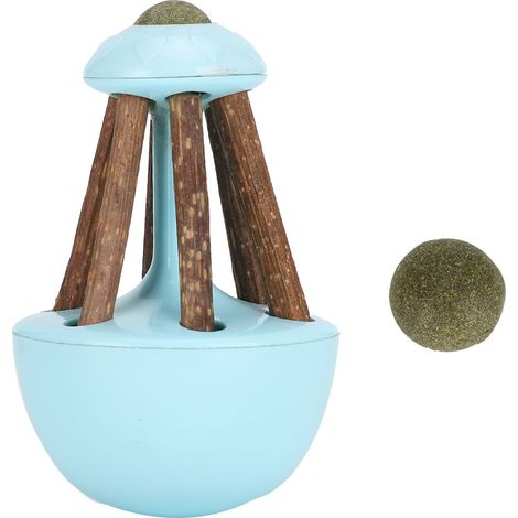 Jouet pour Chat - [Marque] - Modèle Bleu - Balle à Herbe à Chat, Nettoyage Dents, ABS, 11cm (1/5)