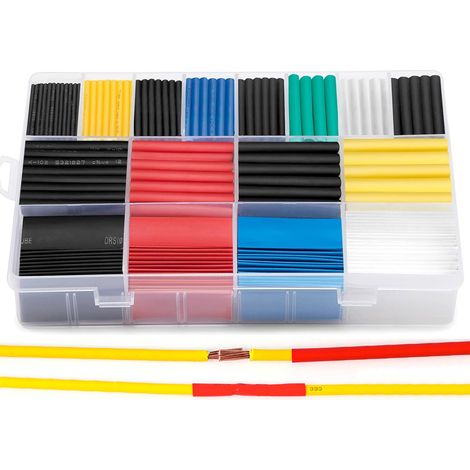 Surtido de fundas termoretractil tubos para reparacion de cables con proteccion aislante de 1 a 10 mm, 580 unidades (1/5)