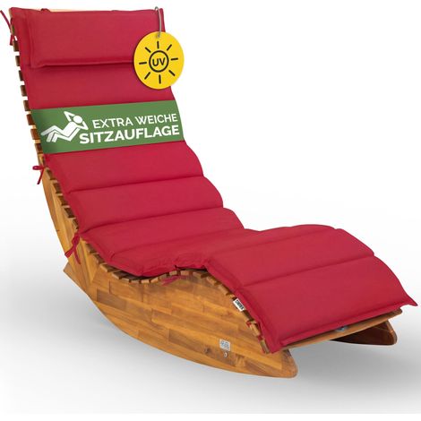 Coussin pour bain de soleil rembourré 7 cm d'épaisseur oreiller inclus avec sangles coussin pour transat interieur exterieur Rouge