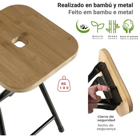 GEDY CO774100300 KENTA Taburete Negro Mate-Natural - ref: CO774100300