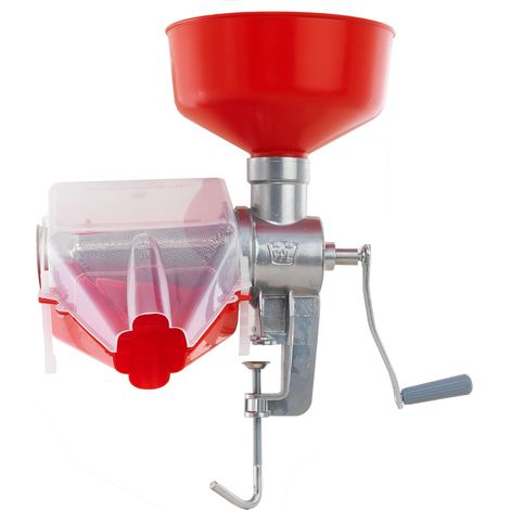 Spremipomodoro manuale Pavi Marzanella imbuto e scivolo in PVC corpo macchina in alluminio passapomodori con attacco per tavola