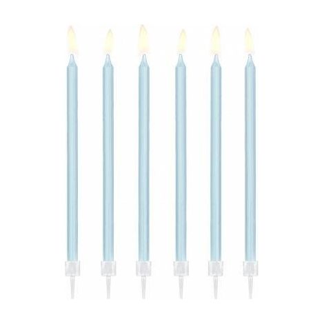 Candeline di compleanno PartyDeco, azzurre, lisce, 14 cm / 12 pezzi (1/3)